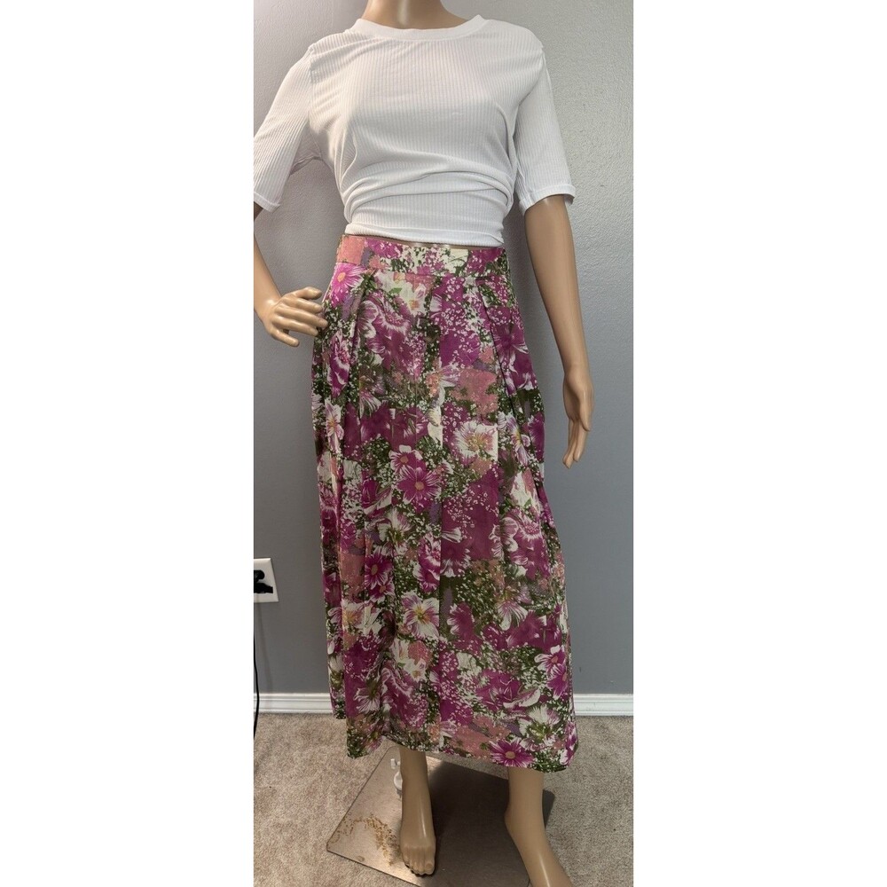 VTG Geiger Skirt Womens 36 US Sz Small Pleated Austria Boho Floral Lined MIDI